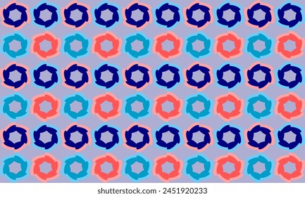 blue pink green and red purple sakura flower repeat pattern on blue purple background replete image, design for fabric printing, dot patter