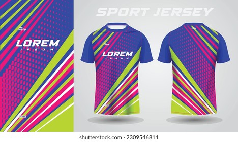 blue pink green shirt soccer football sport jersey template design mockup