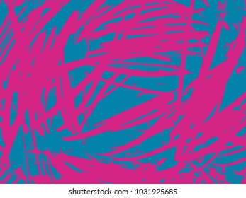 Blue and pink grunge frame texture. Vector abstract vintage grass  pattern. Monochrome background with noise and grain. Banner template.