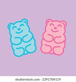 blue and pink gummy bears colorful bear shaped gummies