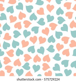 Blue and Pink Hearts seamless pattern. Love. Valentine's Day background.