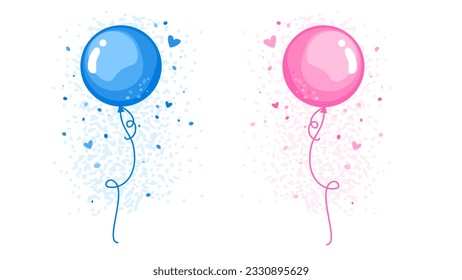 Blue and Pink Helium Balloons for Gender Reveal Party, Event Decoration, Greetings, Invitations, Baby Shower, Holiday, Birthday, It's a Boy, It's a Girl