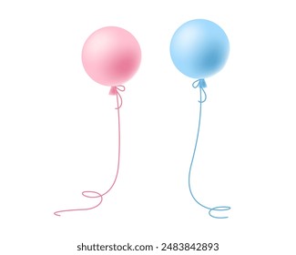 Blue and Pink Helium Balloons for Gender Reveal Party, Event Decoration, Greetings, Invitations, Baby Shower, Holiday, Birthday, It's a Boy, It's a Girl	