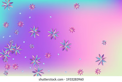 Blue and Pink Hibiscus Fluid Blue Background. Color Inflorescence Card. Tropical Light Pattern. Holographic Flower Luxury Texture.