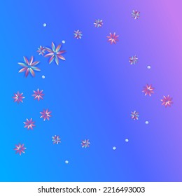 Blau und rosa Hibiscus Minimaler blauer Hintergrund. Holografische Blumenmuster. Gute Lichtvorlage. Rainbow Petal Tropical Card.
