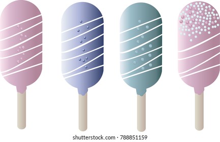 Blue and pink ice cream isolated on white background

