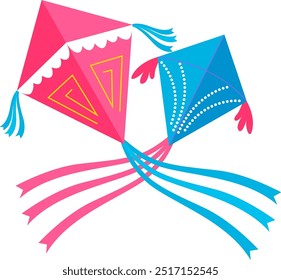 
Vector volador de cometas azules y rosas