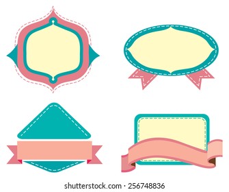 Blue and pink labels	 