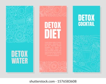 Blue and pink layouts for detox flyers. Vector illustration.