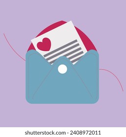 blue and pink letter envelope containing a little letter inside