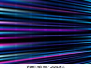 Blue and pink light line data communication technology background on black background, high speed motion of computer and internet. Use for web, brochures, publications