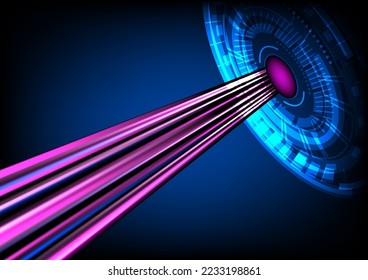Blue and pink light line data communication technology background on black background, high speed motion of computer and internet. Use for web, brochures, publications