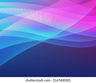 Blue pink light neon wave banner background