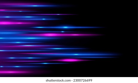 Blue and Pink Light Speed Motion, Widescreen Background, Vector Illustration