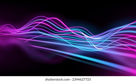 Blue and Pink Light Trails, Long Time Exposure Motion Blur Effect. Vector Illustration