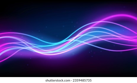 Blue and Pink Light Trails, Long Time Exposure Motion Blur Effect. Vector Illustration