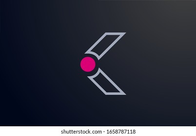 blue pink line K alphabet letter logo design with circle icon for company and business. Suitable for a stylish logotype