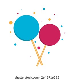 Blue and Pink Lollipops with Yellow Sticks and Colorful Sprinkles for Sweet Treat