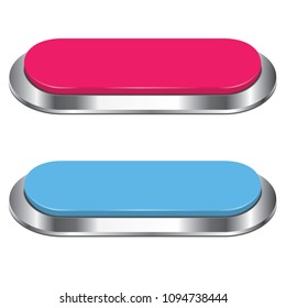 Blue and Pink Long Button isolated on a white background