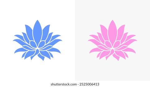 Blaue und rosa Lotusblumen-Vektorgrafik. Lotus-Symbol