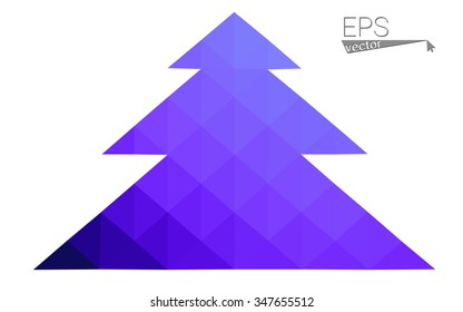 Blue, pink low poly style christmas tree vector illustration consisting of triangles. Abstract triangular polygonal origami or crystal design of New Years celebration. Isolated on white background
