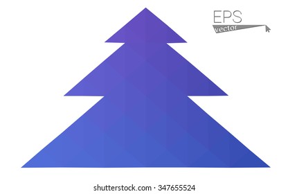 Blue, pink low poly style christmas tree vector illustration consisting of triangles. Abstract triangular polygonal origami or crystal design of New Years celebration. Isolated on white background
