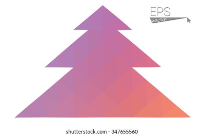Blue, pink low poly style christmas tree vector illustration consisting of triangles. Abstract triangular polygonal origami or crystal design of New Years celebration. Isolated on white background