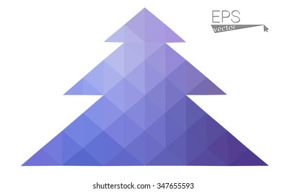 Blue, pink low poly style christmas tree vector illustration consisting of triangles. Abstract triangular polygonal origami or crystal design of New Years celebration. Isolated on white background