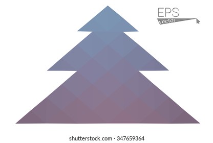 Blue, pink low poly style christmas tree vector illustration consisting of triangles. Abstract triangular polygonal origami or crystal design of New Years celebration. Isolated on white background