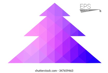 Blue, pink low poly style christmas tree vector illustration consisting of triangles. Abstract triangular polygonal origami or crystal design of New Years celebration. Isolated on white background Blue, pink low poly style christmas tree vector illustration consisting of triangles. Abstract triangular polygonal origami or crystal design of New Years celebration. Isolated on white background
