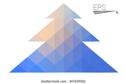 Blue, pink low poly style christmas tree vector illustration consisting of triangles. Abstract triangular polygonal origami or crystal design of New Years celebration. Isolated on white background