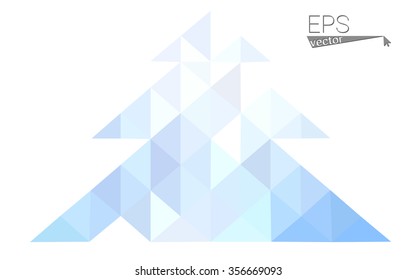 Blue, pink low poly style christmas tree vector illustration consisting of triangles. Abstract triangular polygonal origami or crystal design of New Years celebration. Isolated on white background