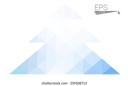 Blue, pink low poly style christmas tree vector illustration consisting of triangles. Abstract triangular polygonal origami or crystal design of New Years celebration. Isolated on white background