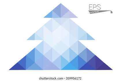 Blue, pink low poly style christmas tree vector illustration consisting of triangles. Abstract triangular polygonal origami or crystal design of New Years celebration. Isolated on white background