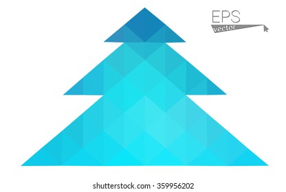 Blue, pink low poly style christmas tree vector illustration consisting of triangles. Abstract triangular polygonal origami or crystal design of New Years celebration. Isolated on white background