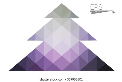 Blue, pink low poly style christmas tree vector illustration consisting of triangles. Abstract triangular polygonal origami or crystal design of New Years celebration. Isolated on white background