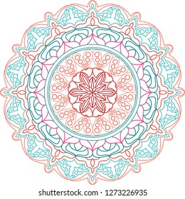 Blue and pink mandala background. Meditation poster. Beautiful mandala. 