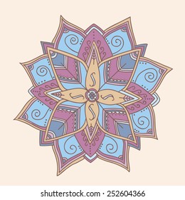 Blue and pink mandala isolated. Vector element for your design