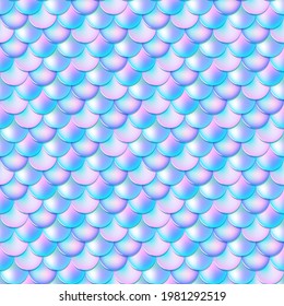 Blue pink Mermaid fishskin seamless pattern tile. Summer decorative pattern for beach wear, party supplies. stationery, textile print. Fish scale texture. Metallic fish skin tileable pattern