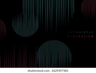 Blue and pink minimal lines arranged in a circle abstract tech background. Vector tech futuristic design