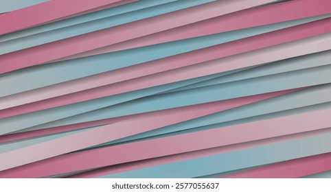 Blue and pink minimal paper stripes geometric abstract futuristic background. Tech vector design