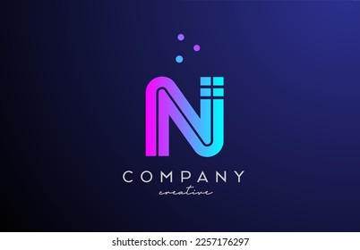 blue pink N alphabet letter logo with dots. Corporate creative template design for company and business