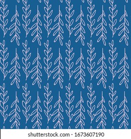 blue and pink natural foliage and leaves seamless vector pattern. sylish, mod, and trendy. editable and separable