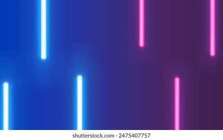 Fondo de luz de neón azul y rosa en la fiesta de la discoteca, lámparas fluorescentes o luces led montadas en la pared que proporcionan luces brillantes de color y púrpura.