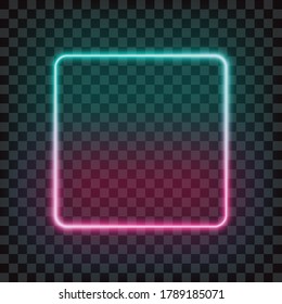 Blauer und rosafarbener Neoneckrahmen, einzelne Vektorgrafik.