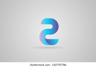 blue pink number 2 logo design suitable for a company or business