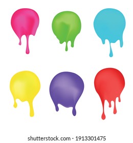 Blue, pink, orange, green blobs set. Glossy transparent slime blots Vector Illustration realistic vector color textures