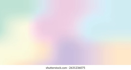 Blue, pink, orange,purple, green, yellow color vector banner. Pastel gradient sky. Blurred light fuzz colorful gradient background. Vector horizontal background