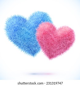 Blue and pink pair of vector hearts 