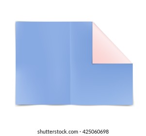 Blue pink paper folded one corner